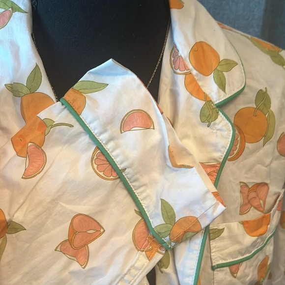 J. Crew White Orange Print Sleep Top - Picture 3 of 5
